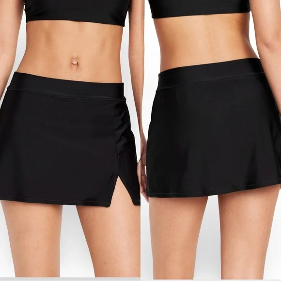 NWTS💓OLD NAVY XL💓BLACK MATTE LONGLINE BIKINI TOP MATCHING SWIM SKIRT SET BUNDLE - Picture 4 of 12